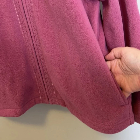 VINTAGE Tradition Rose Fleece Jacket Floral Embroidered Zip Grandma Size XL - Picture 4 of 10